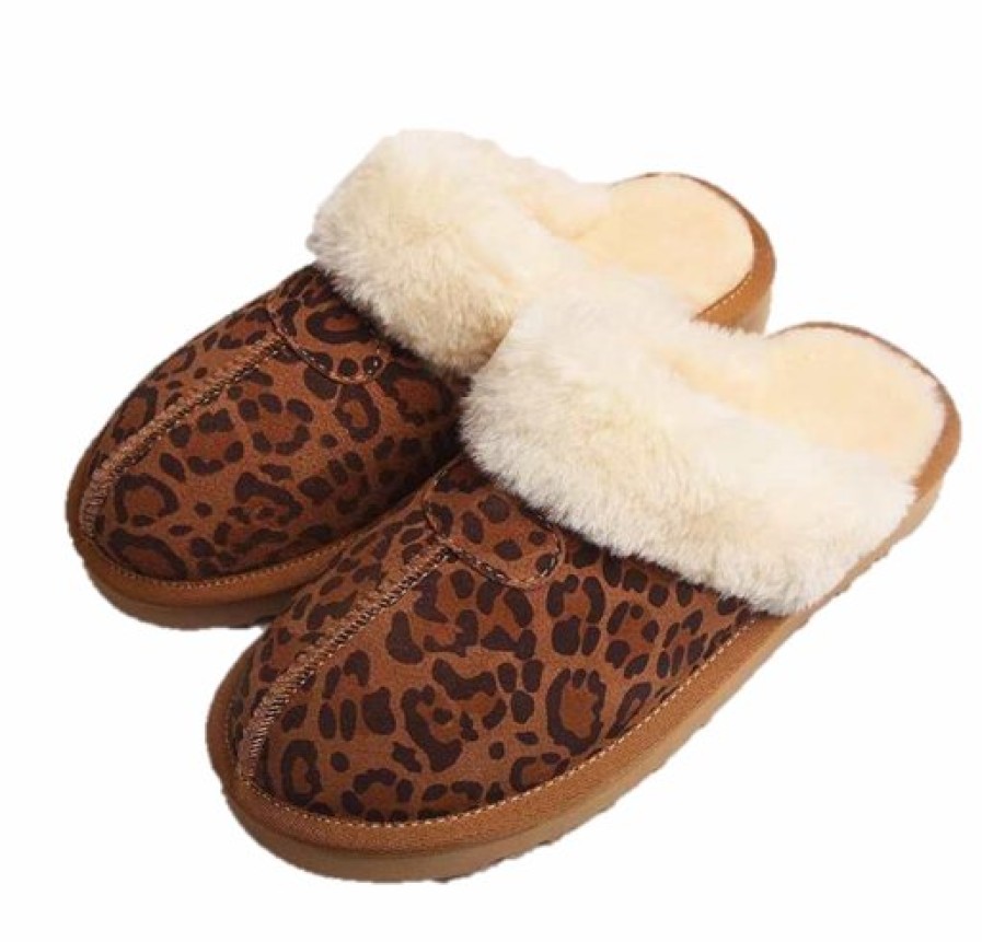 Mama Warme Pantoffels | Warme Dames Sloffen Leopard