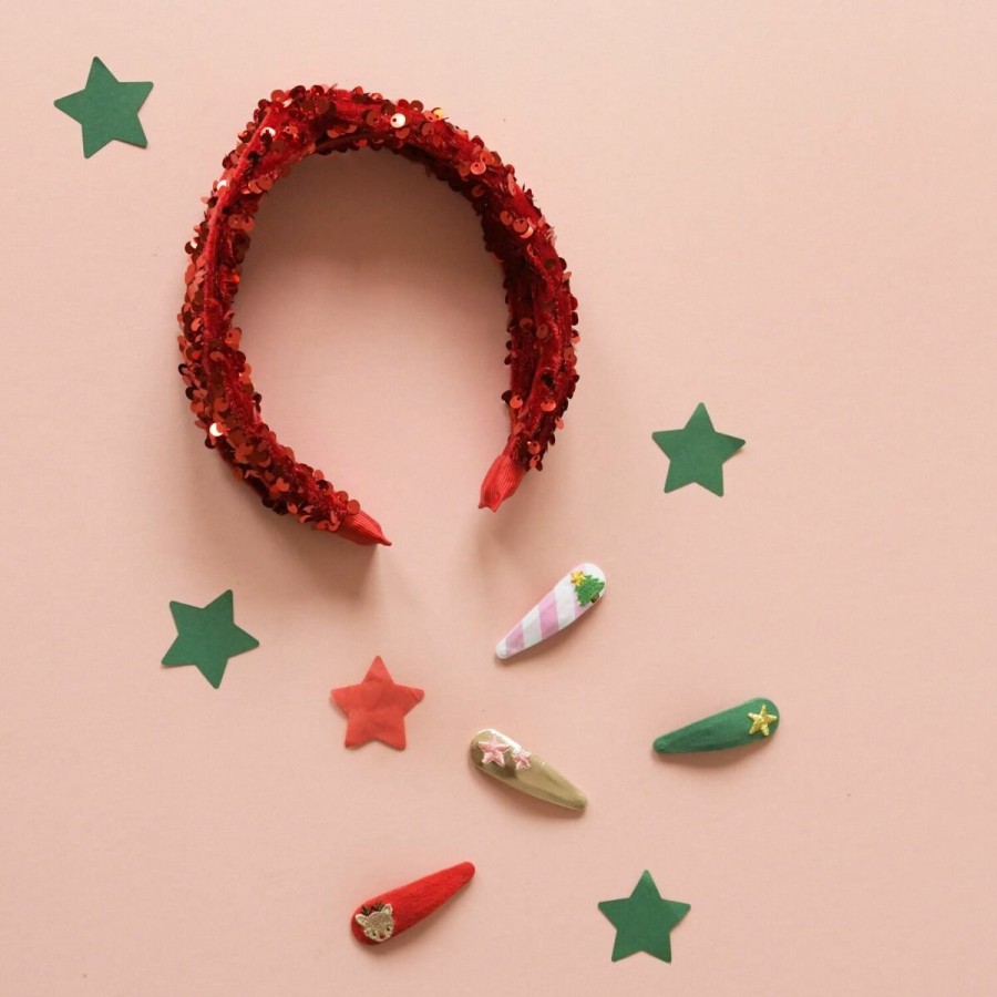 Kerst Tip Rockahula | Sequin Velvet Haarband Rood