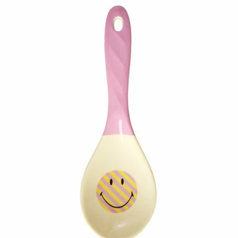 Kerst Tip Rice | Melamine Salade Lepel Smiley Print Roze