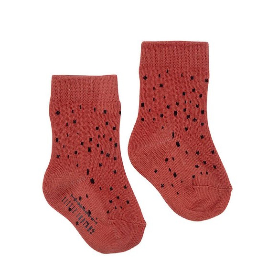 Clothing Little Indians | Little Indians Baby Sokken Dots - Canyon Clay