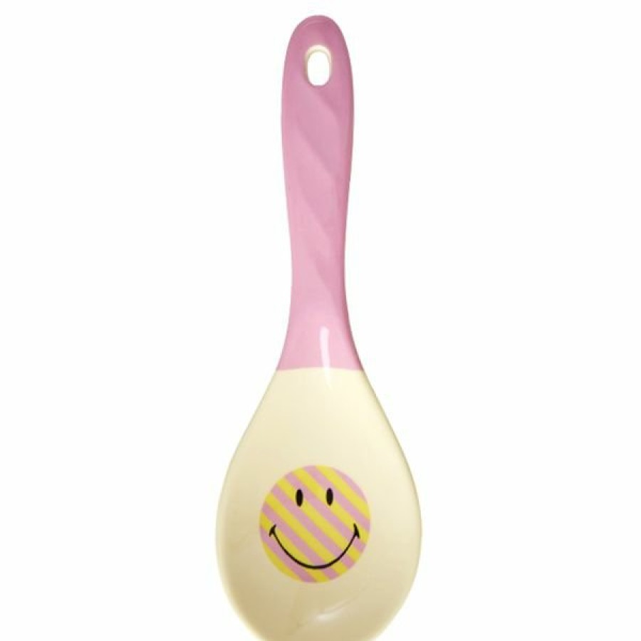 Clothing Rice | Melamine Salade Lepel Smiley Print Roze