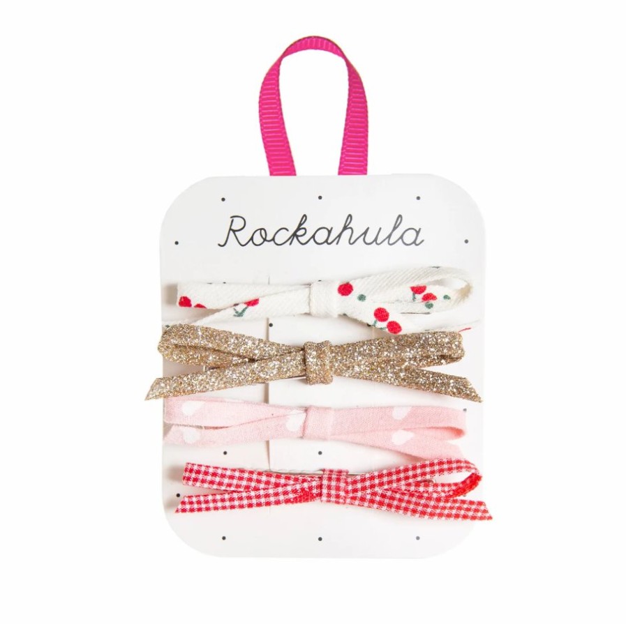 Clothing Rockahula | Sweet Cherry Skinny Bow Clips