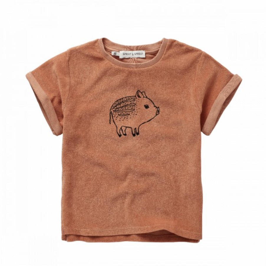 Clothing Sproet & Sprout | Sproet & Sprout Terry T-Shirt Truffle Piggy