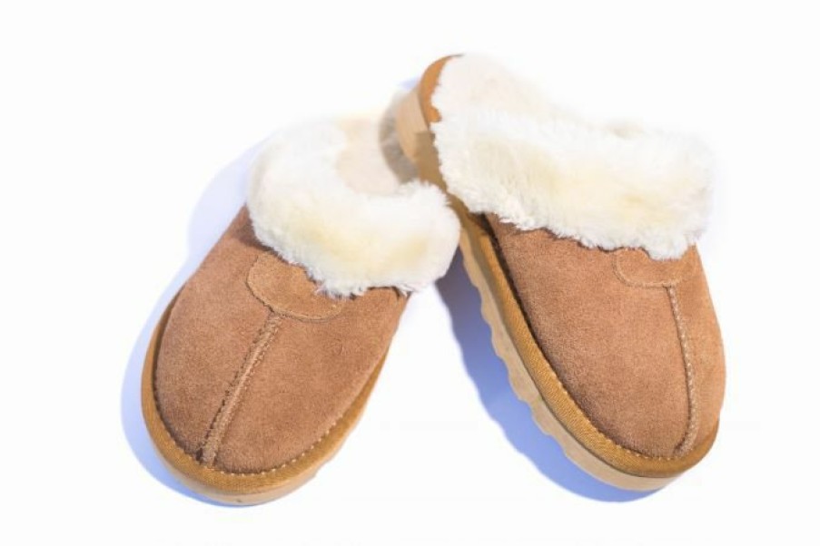 Mama Warme Pantoffels | Warme Dames Sloffen Camel